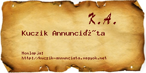 Kuczik Annunciáta névjegykártya